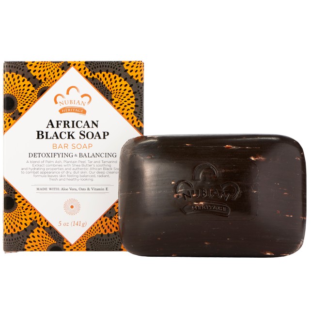 สบู่ดำรักษาสิว ฮิตที่สุดจากอเมริกา Nubian Heritage, African Black Bar Soap 142 g สูตรดั้งเดิมจากแอฟริกา (สบู่ดำ สบู่อเมริกา รักษาสิว)