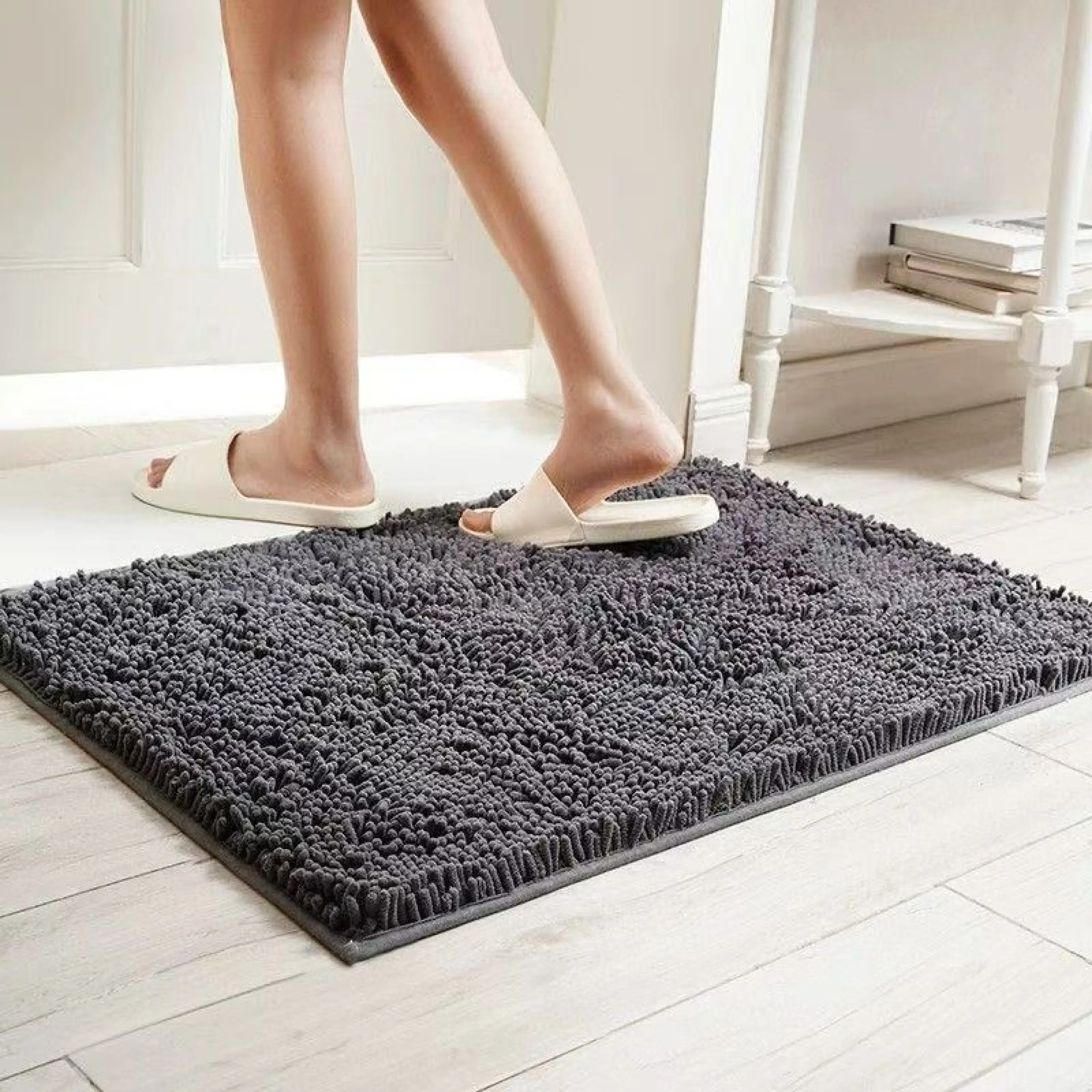 Floor mats, bathroom mats, rugs, doormats, extra thick, soft pile rugs, non-slip rubber, good water absorption, washable, 40*60 square rugs, ready to ship from Thailand