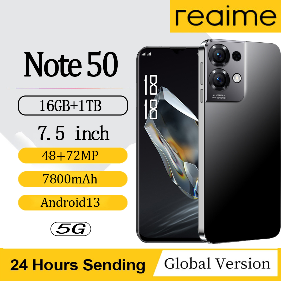 【COD】2025 ใหม่ โทรศัพท์มือถือ Realme Note 50 5G มือถือ 7.5“ HD+ รองรับ2ซิม Smartphone 4G/5G แรม16GB รอม1TB โทรศัพท์ถูกๆ 6800mAh Mobile phone  มือถือ โทรศัพท์ ถูกๆ ดีมือถือราคาถูกๆ โทรศัพท์สำห  รับเล่นเกม โทรสับราคาถูก 5G โทรศัพท์