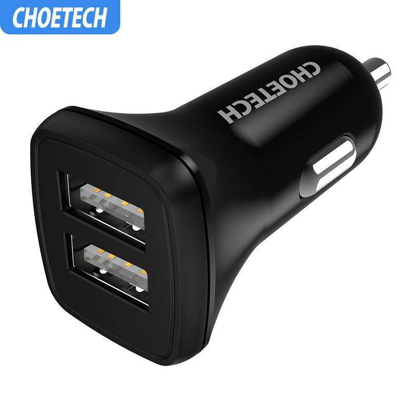 CHOETECH ที่ชาร์จแบตในรถ Dual USB Car Charger for Xiaomi Mi9 for Samsung S8 S9 S10 Intelligent Car-charger Adapter for iPhone Xr XS 6 7 5