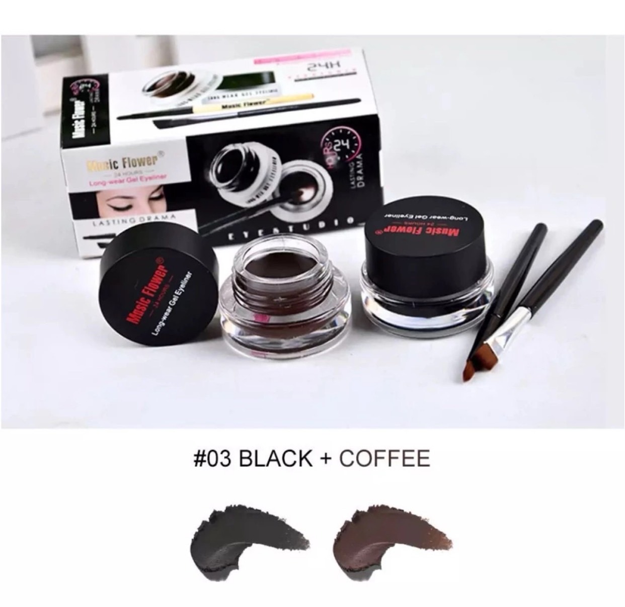 M1007 เจลเขียนคิ้ว Eyeliner Gel เขียนคิ้ว + อายไลเนอร์ 2 ตลับ กันน้ำ 24 ชม เจลคิ้ว