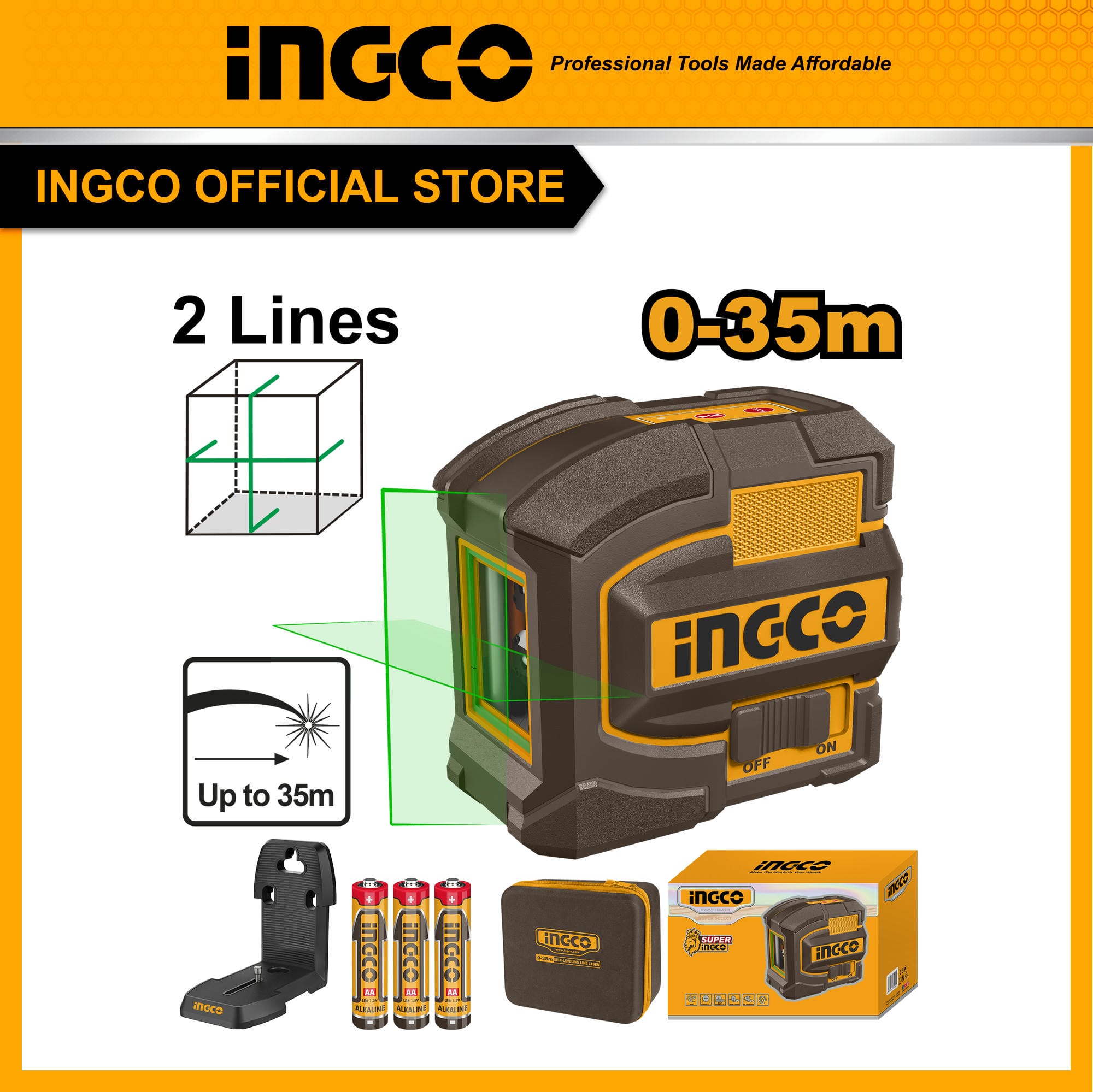 INGCO เลเซอร์วัดระดับแสงสีเขียว HLL156601 ราคา 2,220 บาท*ส่งฟรี