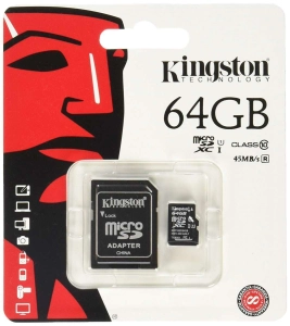 สินค้า TF.VIPCOM(ของแท้) Kingston เมมโมรี่การ์ด 64GB SDHC/SDXC Class 10 UHS-I Micro SD Card with Adapter