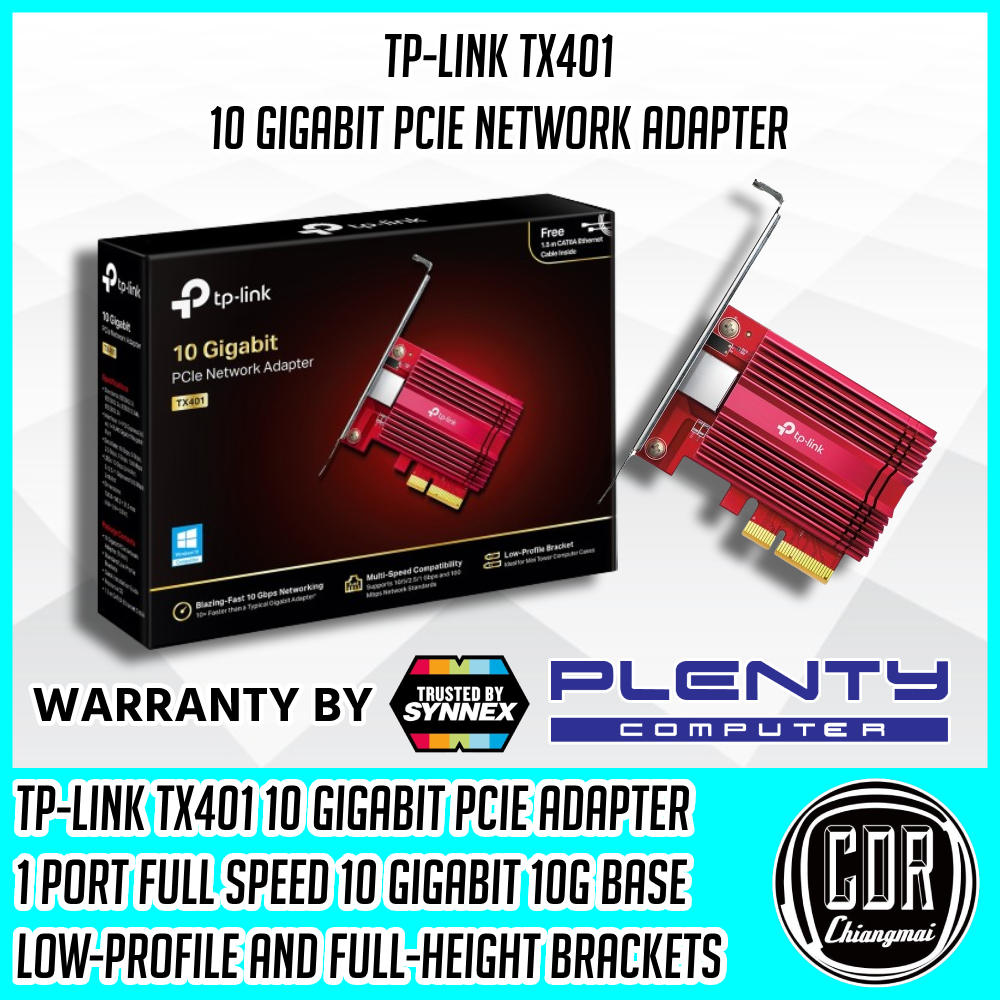 Tp-Link Lan Card 10 Gbps Tx401 Speed ​​10 Gigabit Pci Express Network Adapter [Lifetime Warranty] ราคา 2,190 บาท*ส่งฟรี