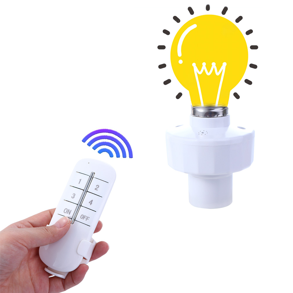 Wireless Remote Control E27 Light Socket Lamp Holder Set 20M Range