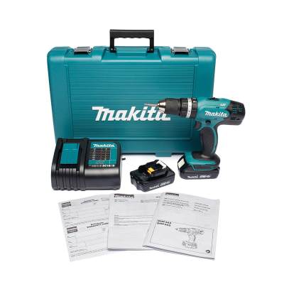 สว่านกระแทกไร้สาย(เครื่อง,แท่นชาร์จ,แบตเตอรี่x2) 18V MAKITA DHP453SYE