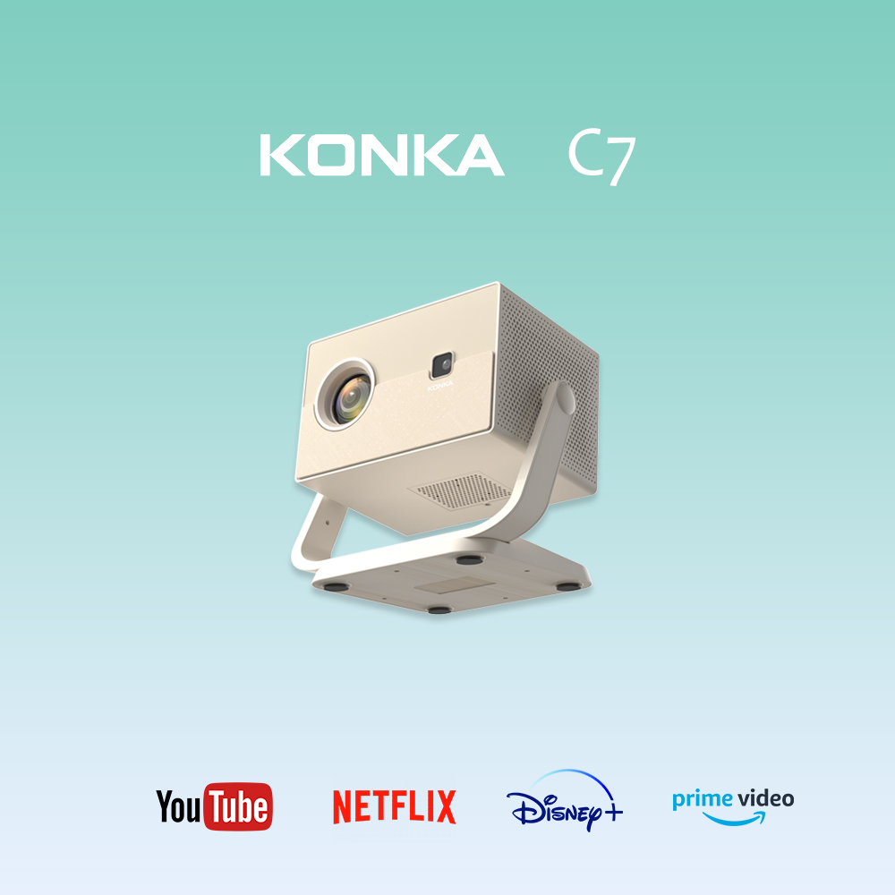 Konka C7 Portable Projector, Mobile Phone Projector, 4K Android Wifi Bt5.0 Portable 3D Home Theater, Cinema, Smart Phone Tv Projector Projectors for Movies ราคา 6,590 บาท*ส่งฟรี