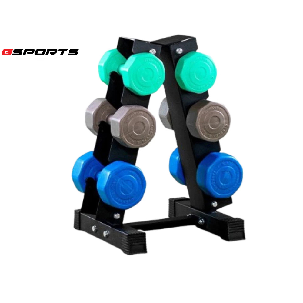GSports ชุดดัมเบลพร้อมชั้นวาง 24 kg น้ำหนัก 3 4 5 kg 3 คู่ แบบสี Dumbbell Set with 3-Pair A-Shaped Rack ราคา 2,699 บาท*ส่งฟรี