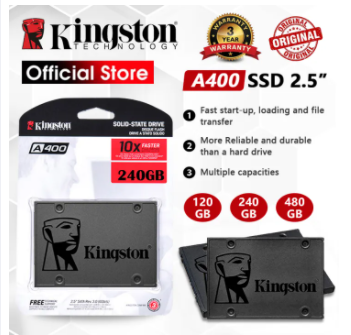 (ของแท้ของใหม่ 100%)SSD Kingston A400 Solid-State Drive SATA 3 120GB 240GB 480GB 960GB SSD สำหรับเดสก์ท็อปแล็ปท็อป bkmobile.ph ราคา 1,699 บาท*ส่งฟรี