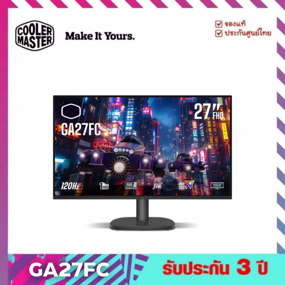 จอเกมมิ่ง 34" Cooler Master Monitor 27''FHD Flat 120Hz IPS - GA27FC รับประกันศูนย์ไทย 3 ปี ราคา 4,290 บาท*ส่งฟรี