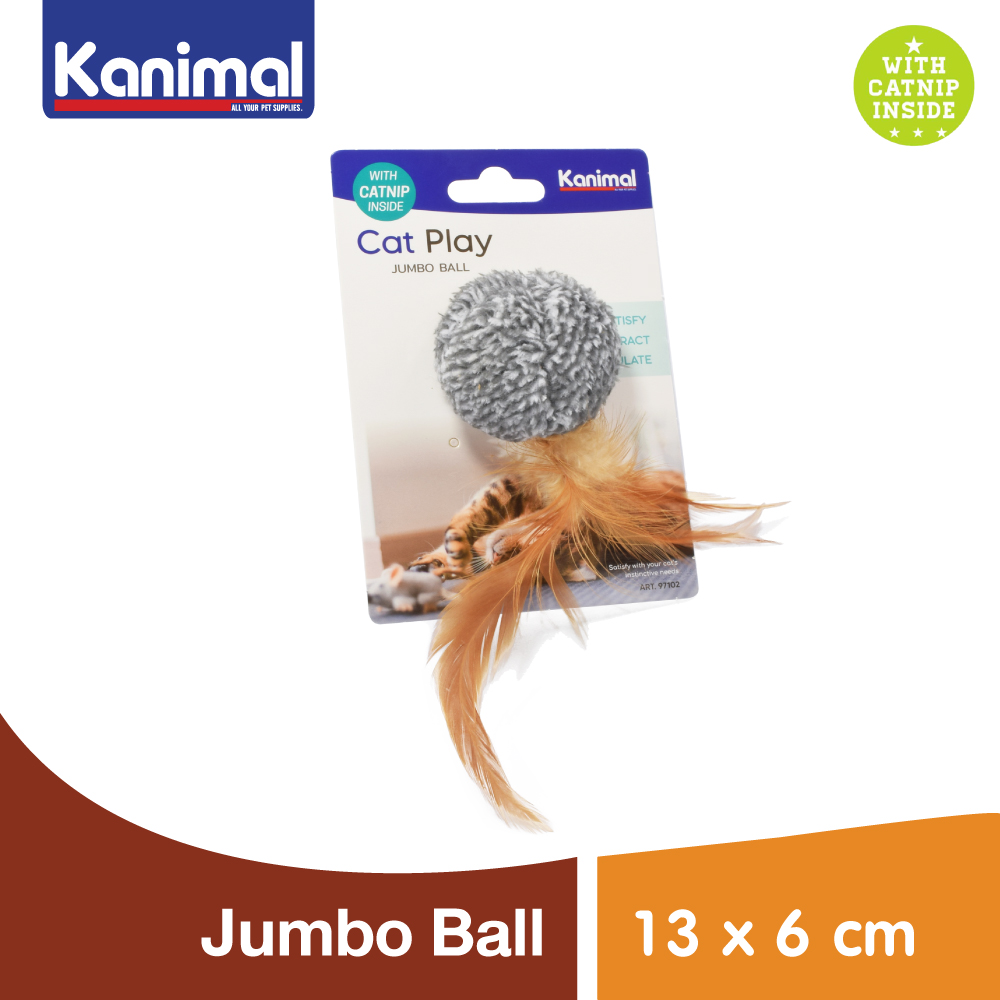 Kanimal Jumbo Ball Cat Toy Soft Jumbo Balls With Soft Furs Interactive Catching Toy For All Breed Cats Size 13x6 cm. ราคา 44 บาท*ส่งฟรี