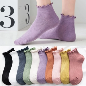 ภาพหน้าปกสินค้า[BBtoHOME] ถุงเท้าข้อสั้น สีพาสเทล แบบมีระบาย พร้อมส่งจากไทย ที่เกี่ยวข้อง