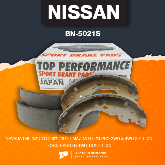 (ประกัน 3 เดือน) ก้ามเบรค หลัง NISSAN FRONTIER NAVARA / MAZDA FIGHTER BT50 PRO / FORD RANGER T6 - TOP PERFORMANCE JAPAN - BN 5021 S ผ้าเบรค ดรัมเบรค นิสสัน ฟรอนเทียร์ นาวาร่า มาสด้า ไฟเตอร์ ฟอร์ด เรนเจอร์ ราคา 1,442 บาท*ส่งฟรี