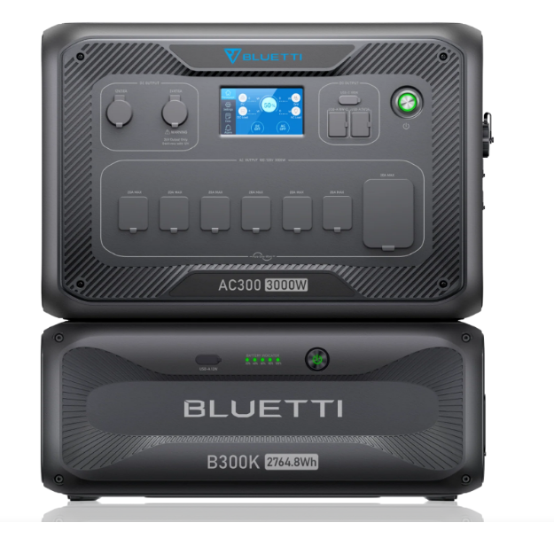 สถานีพลังงานแบบพกพาพลังงานแสงอาทิตย์ BLUETTI AC300+B300K แบตเตอรี่ LiFePo4 3,000W 2,764.8 วัตต์ชั่วโมง (ขยายได้ถึง 11 กิโลวัตต์ชั่วโมง) ราคา 89,680 บาท*ส่งฟรี