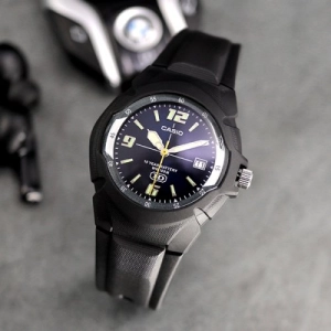 สินค้า นาฬิกา Casio  รุ่น MW-600F-2AV นาฬิกาข้อมือผู้ชายสายเรซิ่นสีดำ หน้าปัดสีน้ำเงิน กันน้ำ 100 เมตร แบต 10 ปี  -ของแท้ 100% ประกันสินค้า1 ปีเต็ม