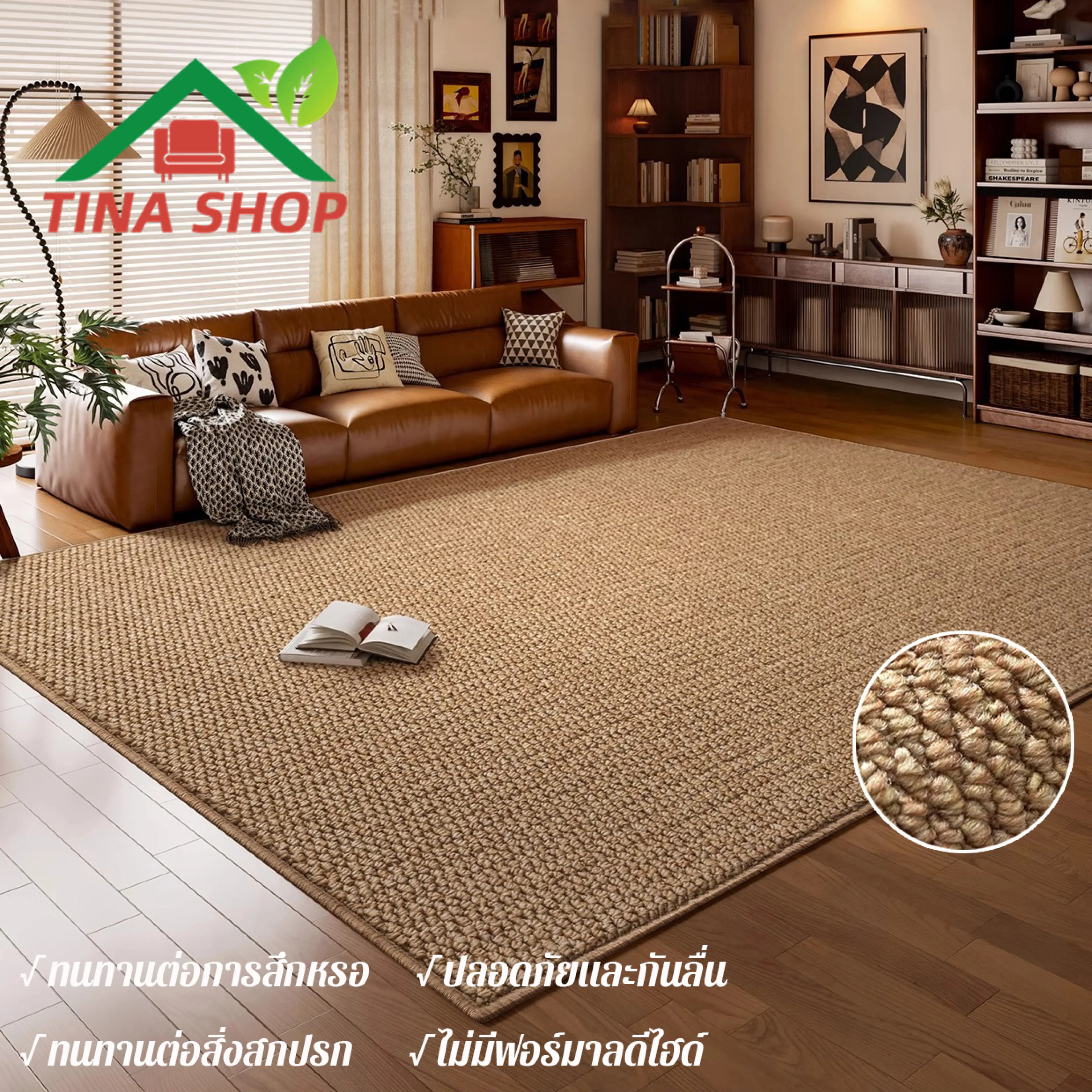 Natural Floor Rugs, Sisal Fiber, Wear-Resistant, Waterproof, Anti-Slip, Moisture-Proof, 80X160 120X160, Kitchen Floor Rugs. Bedroom Floor Carpet Natural Linen Carpet, Doormat, Room Decoration Carpet, Cat Scratching Mat