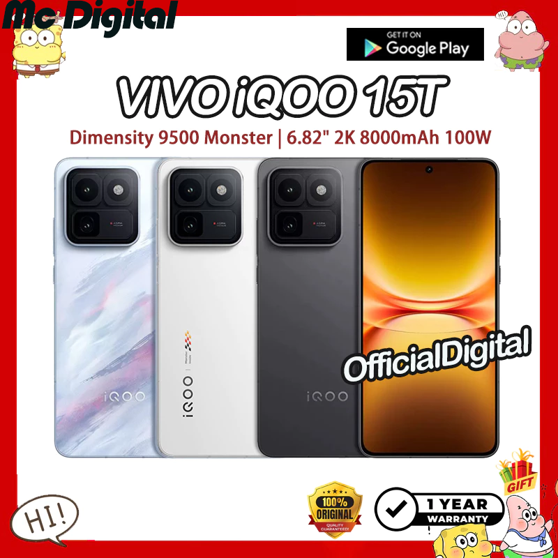 Vivo Iqoo 15t Dimensity 9500 Monster 6.82" Ltpo Amoled 2K 8000Mah 100W | Support Thailand and Google | 12 Month Warranty ราคา 22,499 บาท*ส่งฟรี