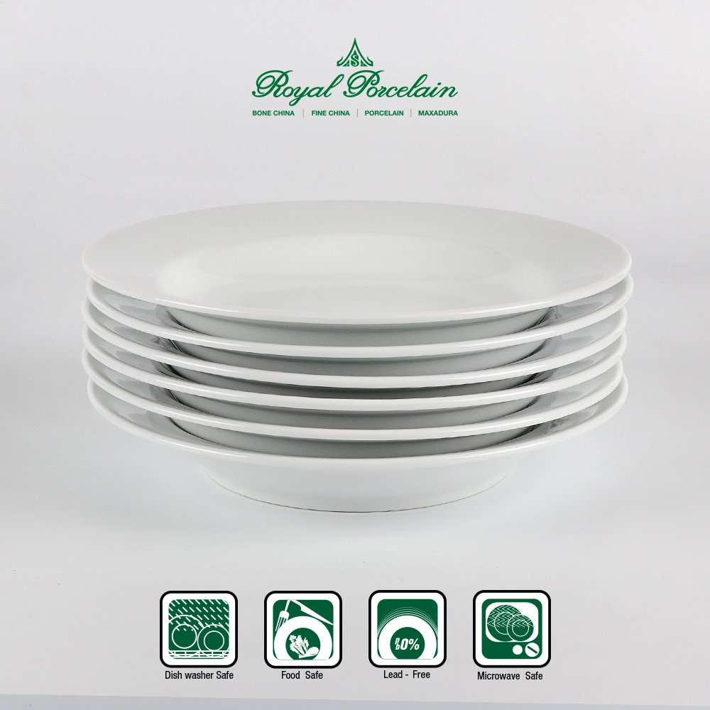 Royal Porcelain จานลึก 21.0 ซม. P0804x6 เนื้อพอร์ชเลน สีขาว แพค6ชิ้น แบรนด์รอยัล ปอร์ซเลน เซรามิค เกรดพรีเมี่ยม ราคา 575 บาท*ส่งฟรี