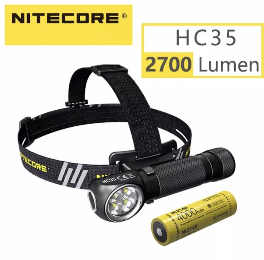 แท้100%พร้อมส่ง NITECORE HC35 2700 Lumens 4 x CREE XP-G3 S3 LEDs Next Generation 21700 L-shaped ไฟหน้า 4000mAh แบตเตอรี่ ราคา 2,690 บาท*ส่งฟรี