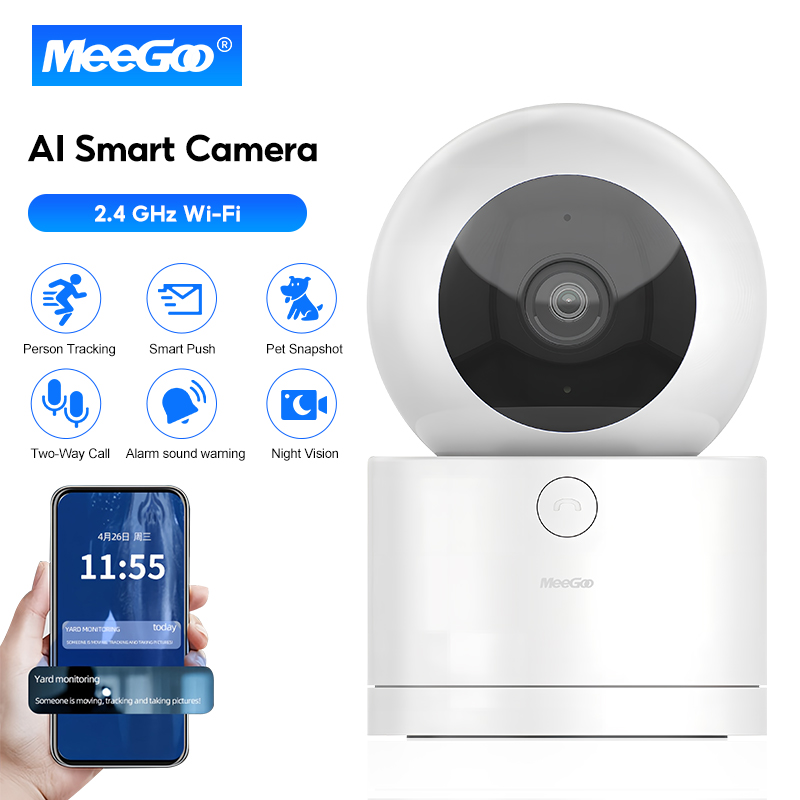 Meegoo Ip Camera 300W Full Hd App Vicohome People Detection System Motion Tracking Infrared Night Vision, Supports Sd Card 128Gb, Two-Way Conversation, Motion Tracking, Clear Image 2304×1296 ราคา 599 บาท*ส่งฟรี