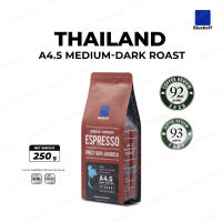Bluekoff A4.5 ถุงสีแดง เมล็ดกาแฟไทย อราบิก้า 100% เกรด A Medium-Dark Roast (คั่วกลางค่อนเข้ม) ขนาด 250 กรัม