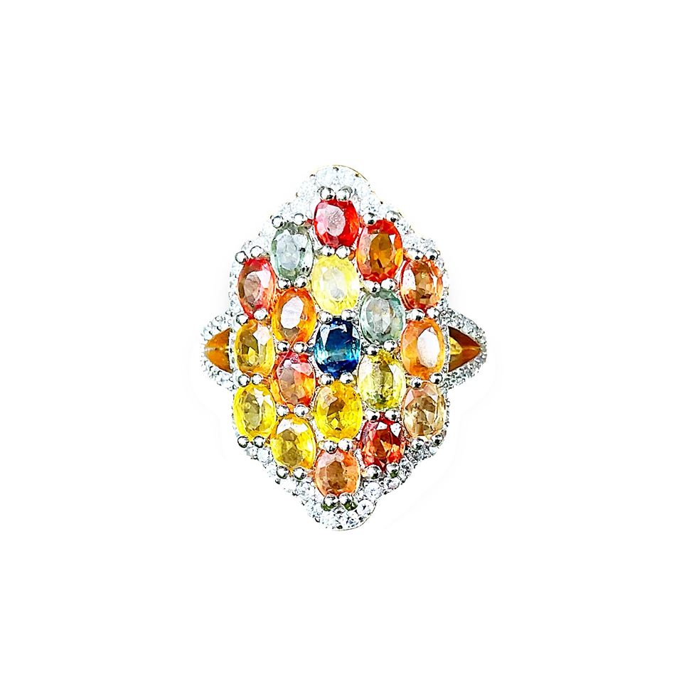 Kj709 Mixed Sapphire Gemstone Ring, Multi-Colored, Ring Size 55 ราคา 2,399 บาท*ส่งฟรี