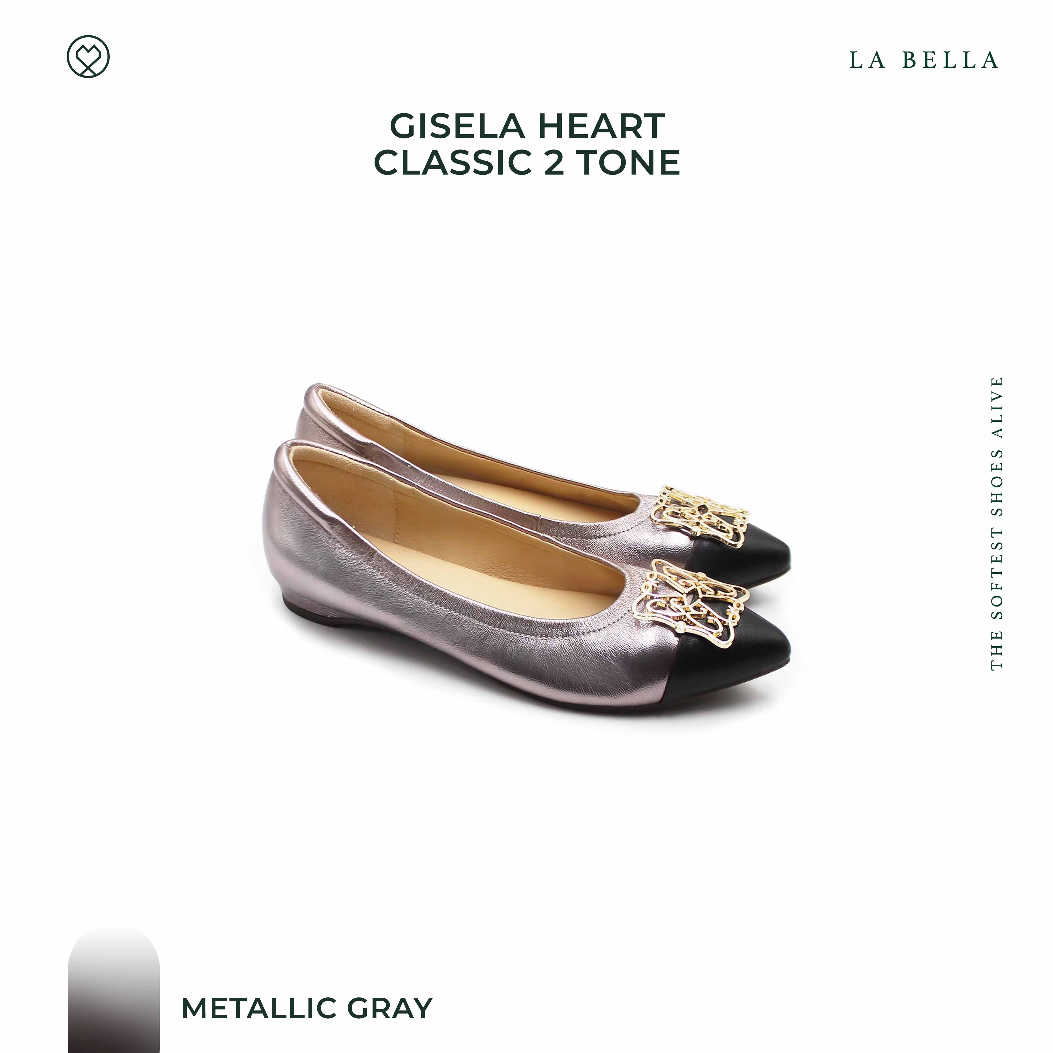 LA BELLA รุ่น GISELA HEART CLASSIC 2 TONE - METALLIC GRAY BLACK ราคา 3,290 บาท*ส่งฟรี