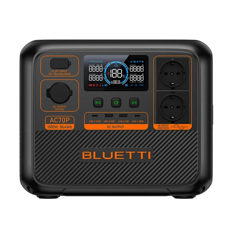 BLUETTI AC70P Portable Power Station ความจุ 1000W 864Wh (4.3A) ราคา 20,500 บาท*ส่งฟรี