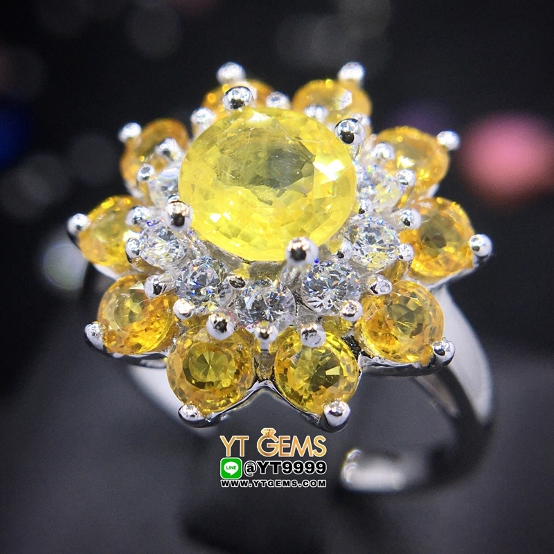 แหวน YTGems บุษราคัม เงินแท้ ชุบทองคำขาว พลอยบุษราคัมแท้ YTG-9772 ราคา 9,802 บาท*ส่งฟรี