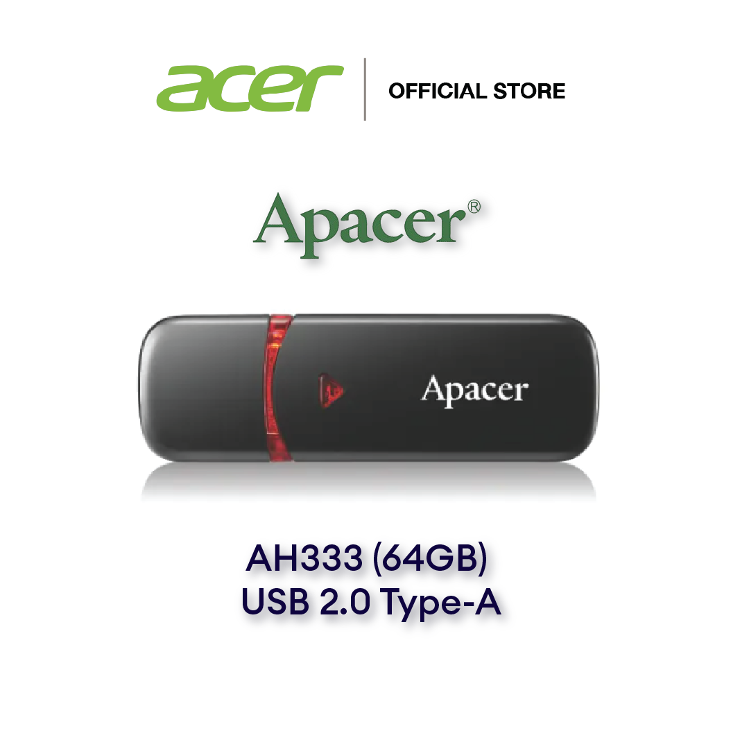 Apacer AH333 (64GB) HANDY DRIVE/ USB 2.0 Type-A (AP64GAH333-1) ราคา 115 บาท*ส่งฟรี