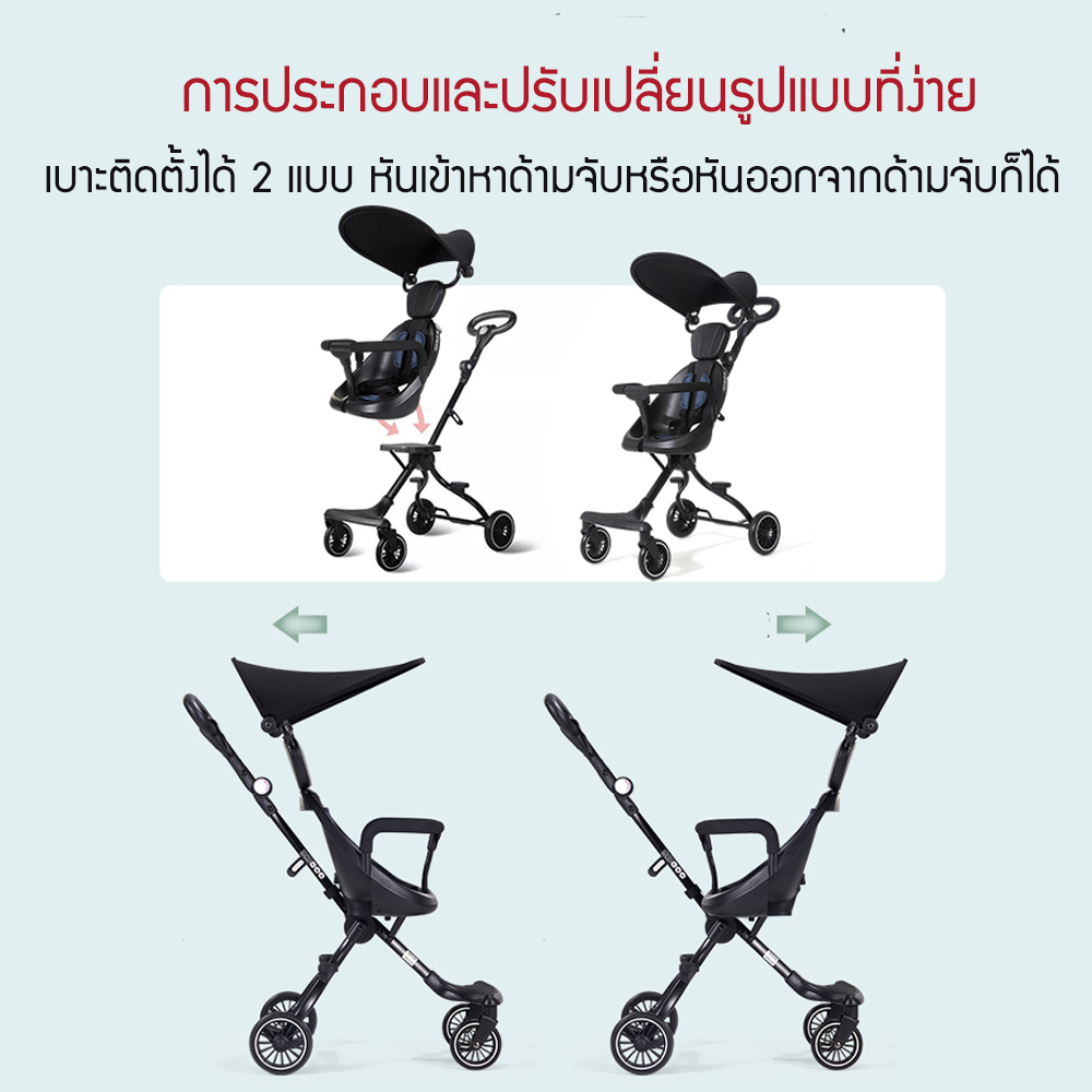 ข้อมูลเกี่ยวกับ [พร้อมส่ง] รถเข็นเด็ก V3 Stroller รถเข็นเด็กพับเก็บได้ เข็นได้2ทิศทาง เข็มขัดนิรภัย5จุดปลอดภัย100% ด้ามจับ360องศา M112