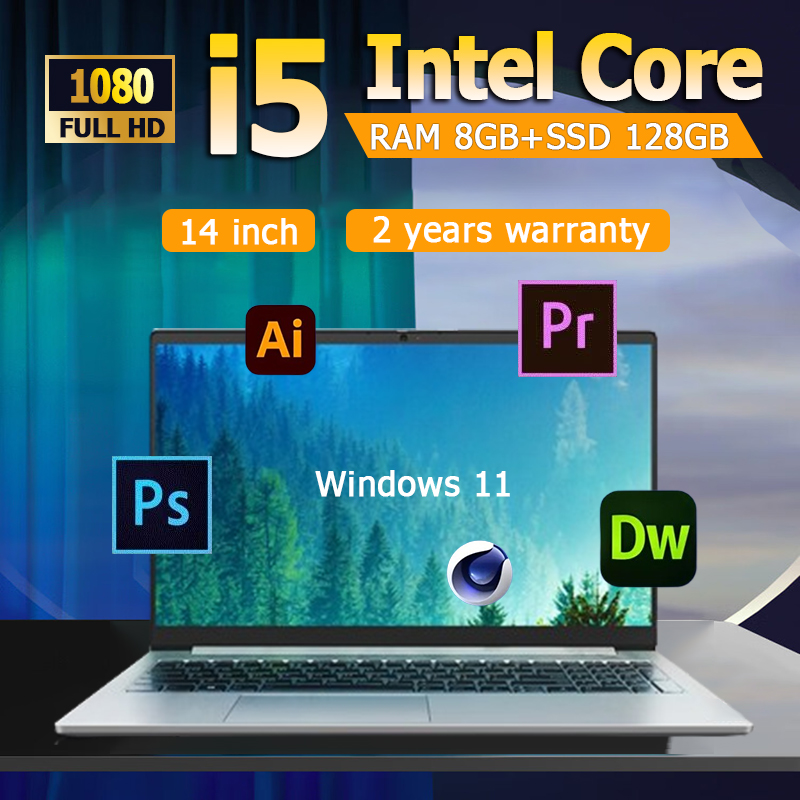 [in Stock] 2026 New 14-Inch Type-C Interface Office Laptop, Intel Core I5-8265U, Mini Numeric Keypad + Bilingual Keyboard, 8Gb Ram Ssd 128Gb of Windows 11