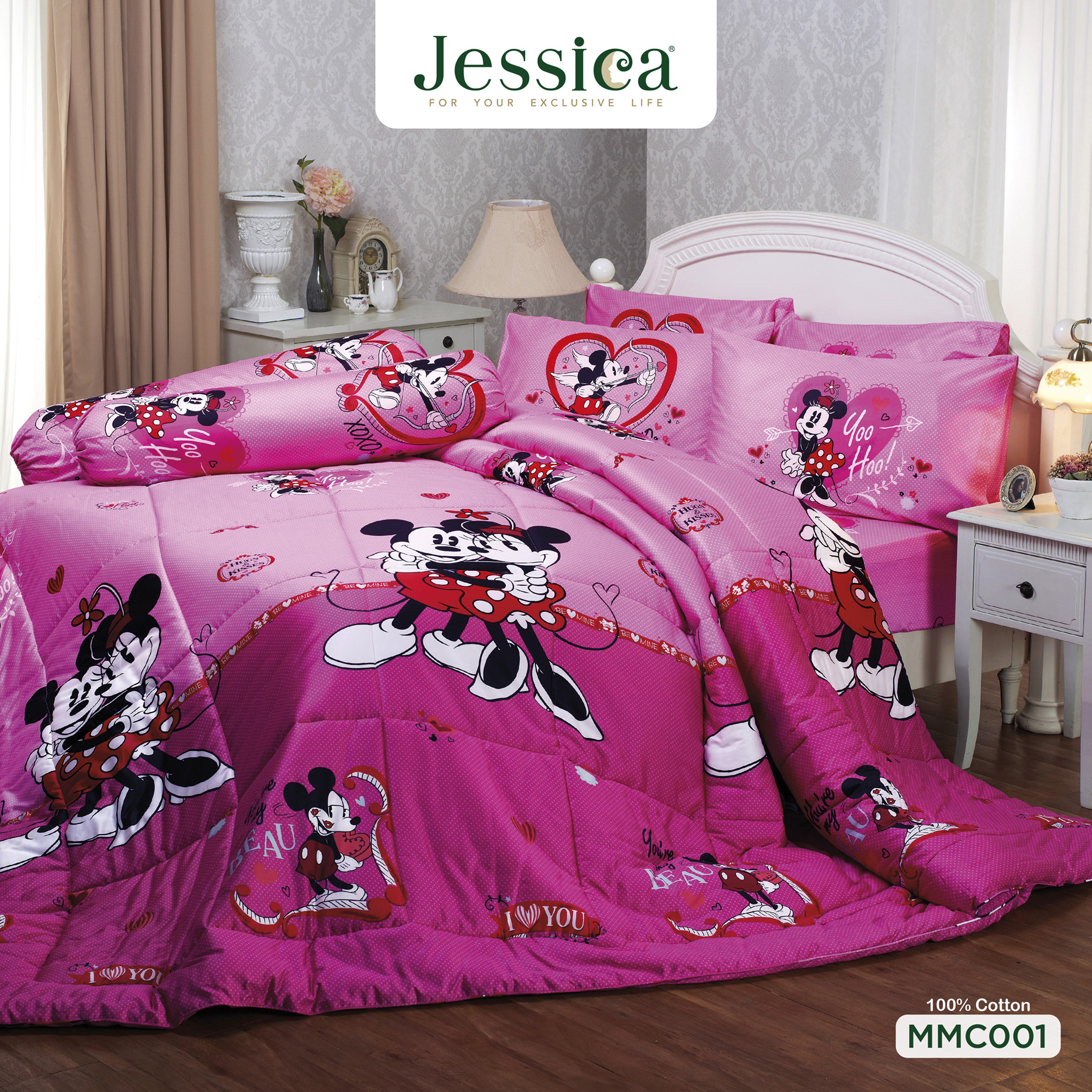 Jessica Cotton MMC001 ชุดเครื่องนอน ผ้าปูที่นอน ผ้าห่มนวม พิมพ์ลายการ์ตูนมิกกี้เม้าส์ ลิขสิทธิ์แท้ น่ารักน่าเลิฟ ราคา 1,490 บาท*ส่งฟรี
