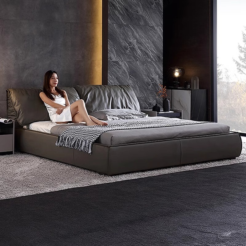 Genuine Leather bed 6 feet leather luxury bedroom wedding bed ราคา 25,790 บาท*ส่งฟรี