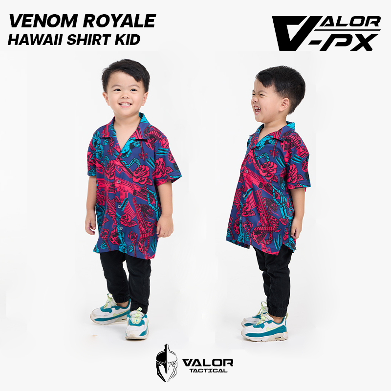 Valor PX - Venom Royale Kid Hawaii Shirt เสื้อฮาวาย เชิ้ตฮาวาย แขนสั้น ระบายอากาศ ใส่ไปทะเล เล่นสงกรานต์ ราคา 390 บาท*ส่งฟรี