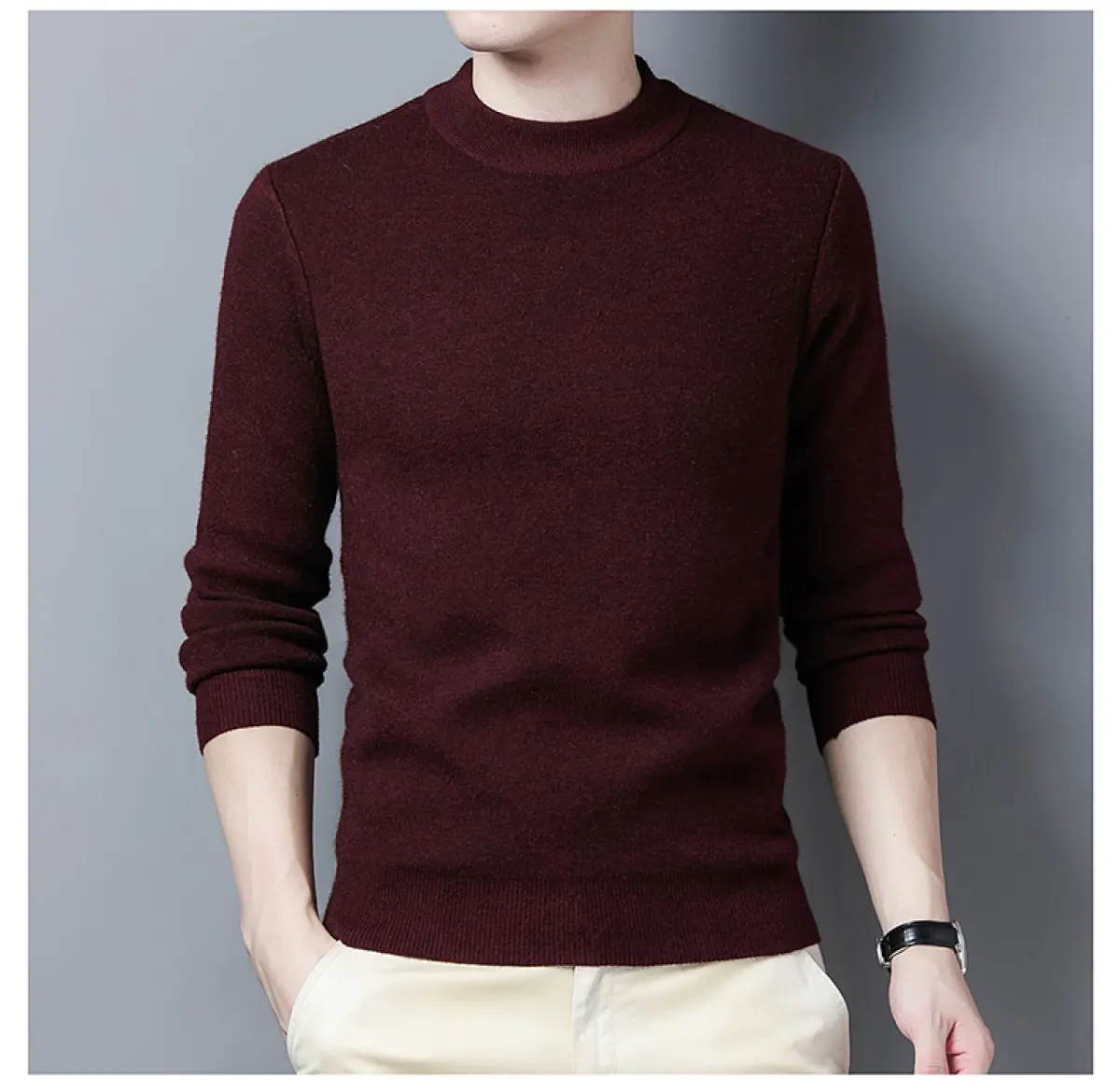 round high neck sweater