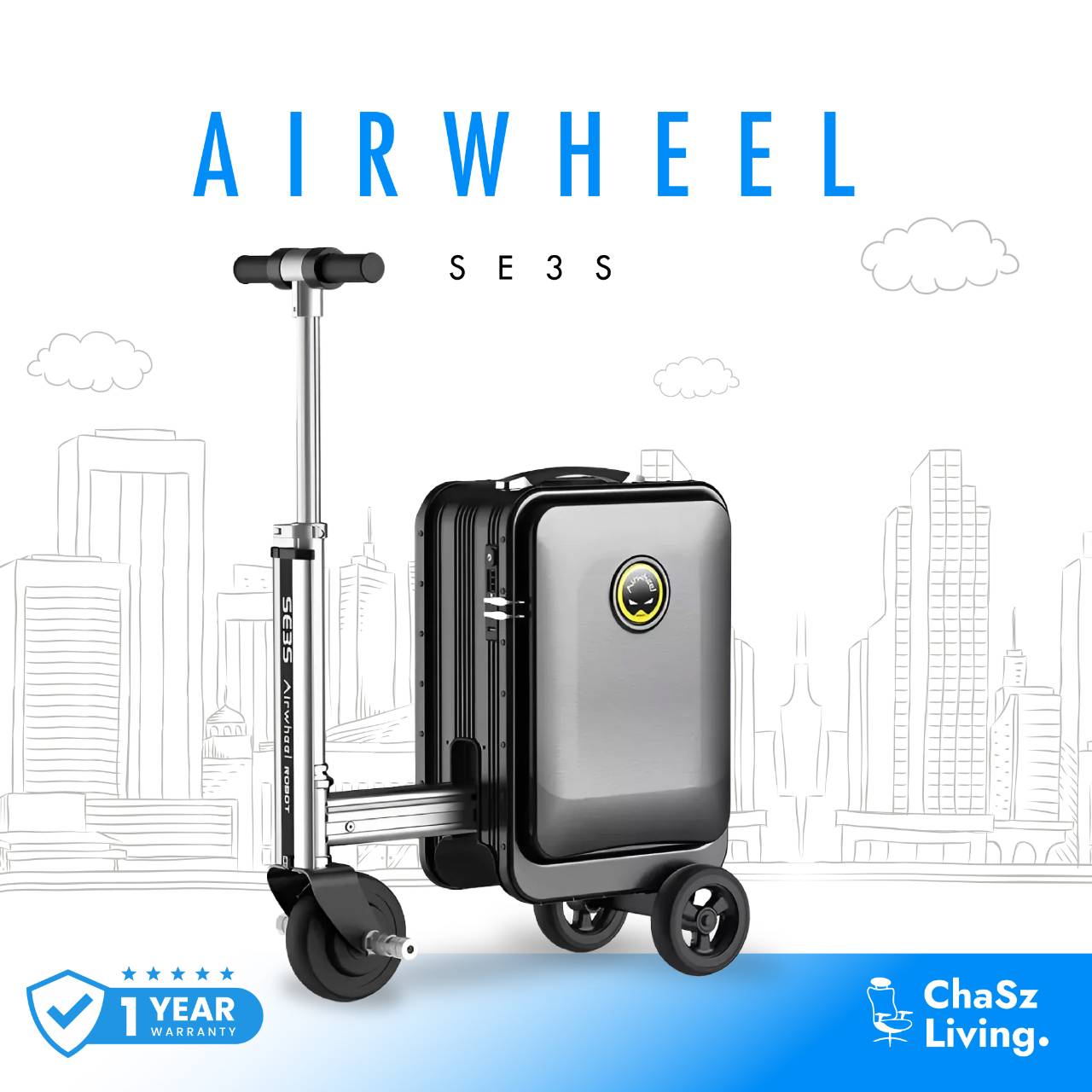 Airwheel SE3S ของแท้กระเป๋าเดินทางไฟฟ้า ขับสบาย ความเร็วกำลังดี รับประกัน 1 ปีเต็ม เพราะความสบายเป็นเรื่องสำคัญ ราคา 22,990 บาท*ส่งฟรี