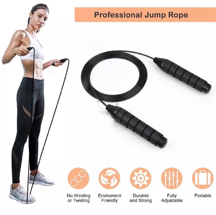 (สินค้าพร้อมส่ง) กระโดดเชือกกระโดดเชือกกับตลับลูกปืนความเร็วกระโดดอย่างรวดเร็วสายเคเบิลเชือกปรับลวดเหล็กกระโดดเชือกด้วย Memory Foam ที่จับเหมาะอย่างยิ่งสำหรับการฝึกอบรมความอดทนความเร็วระดับมืออาชีพ เชือกกระโดด Jump Rope Skipping Rope