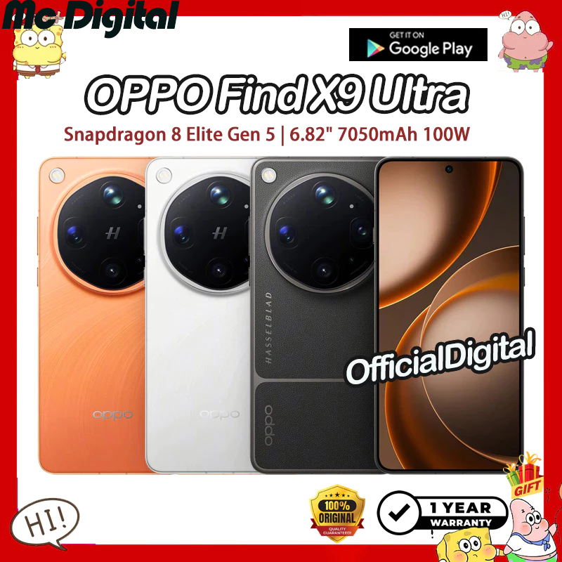 Find X9 Ultra Snapdragon 8 Elite Gen 5 6.82" Ltpo Amoled 7050Mah 100W | Support Thailand and Google. | 12 Month Warranty | Cn Rom ราคา 41,999 บาท*ส่งฟรี