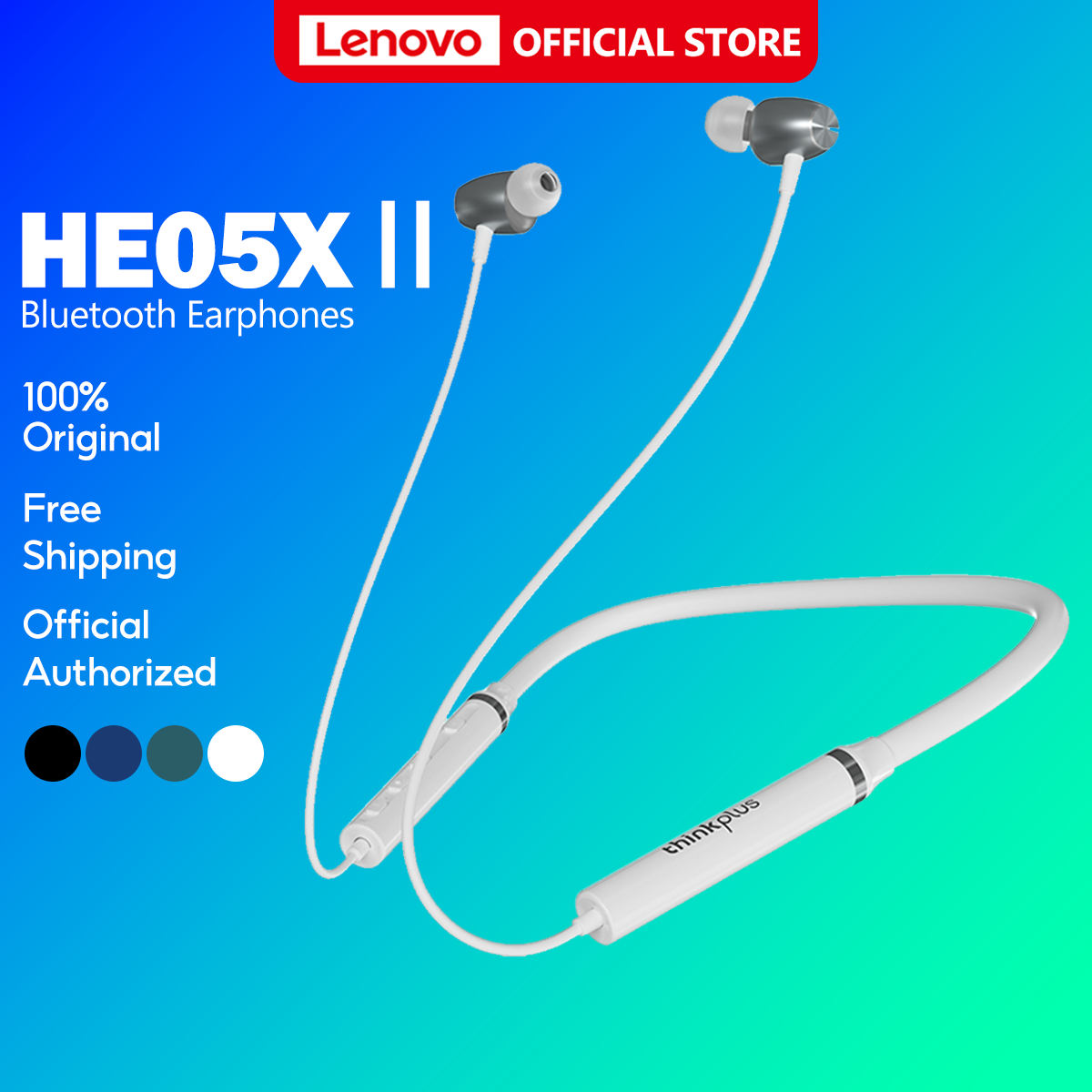 Lenovo HE05X Ⅱ หูฟังบลูทูธไร้สาย แฮนด์ฟรี หูฟังไร้สาย หูฟังออกกำลังกาย Bluetooth 5.0 Ipx5 แบตเตอรี่ยาว หูฟัง sport เสียงเบส หูฟังไอโฟน neckband หูฟังกี ราคา 239 บาท*ส่งฟรี