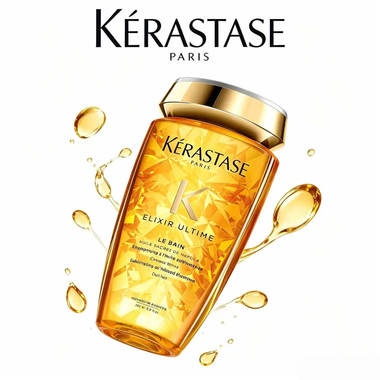 【New Product Launch】Kérastase Elixir Ultime Lightweight Oil Formula Shampoo 250ml Mixed with 3 Types of Nourishing Oils, Does Not Make Hair Heavy or Sticky. Cleans Thoroughly Restores Dry and Damaged Hair, Giving It Natural Shine, Making It Soft and Smoot ราคา 989 บาท*ส่งฟรี