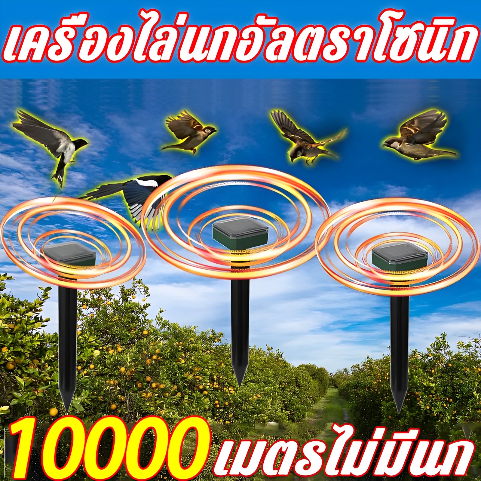 Bird repeller ultrasonic animal repeller solar powered Pest Repeller insect repeller snake repeller plant protection ultrasonic chicken repeller bird repeller most pigeon repeller ราคา 189 บาท*ส่งฟรี