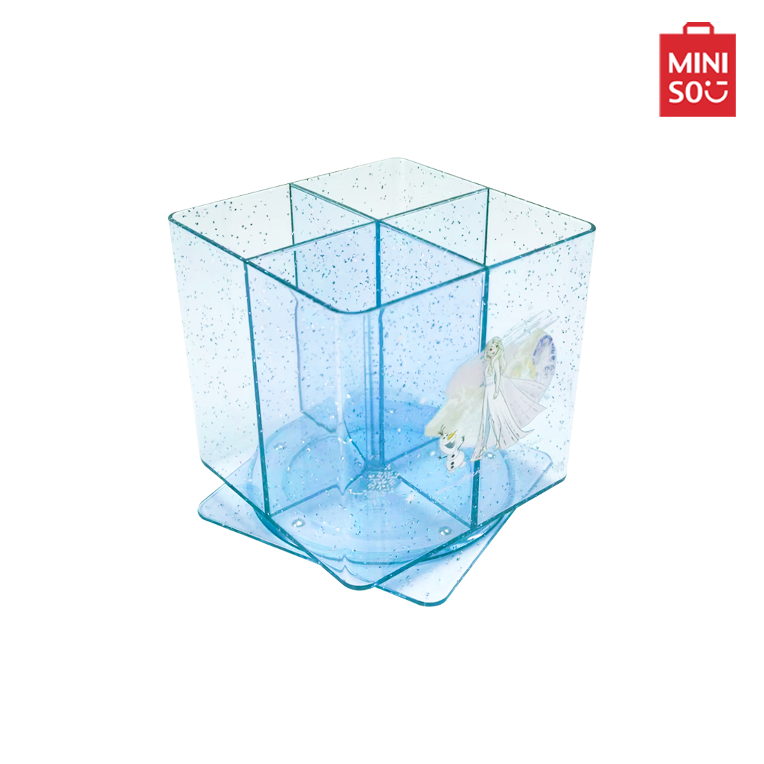 Miniso กล่องใสเก็บของสลับกริ๊ตเตอร์ ทรงสี่เหลี่ยมใส่ของ 4 ช่อง แบบหมุนได้ คอลเลคชั่น Disney Frozen 2.0 ราคา 154 บาท*ส่งฟรี
