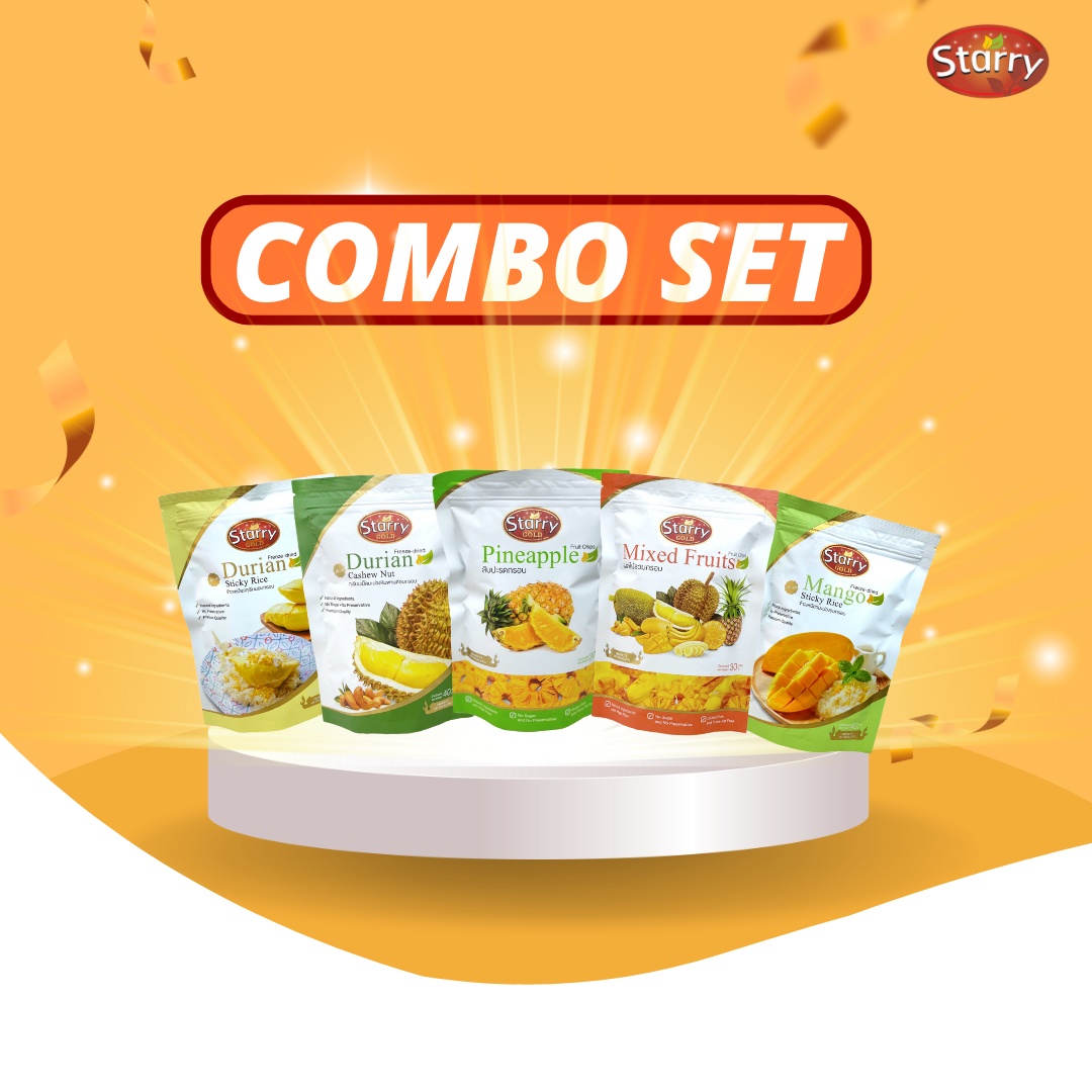 Starry Combo Set (Freeze-dried Fruits 40g & Fruit Chips 30g จำนวน 5 ซอง คละรสชาติ) (Fruit Snack) ราคา 455 บาท*ส่งฟรี