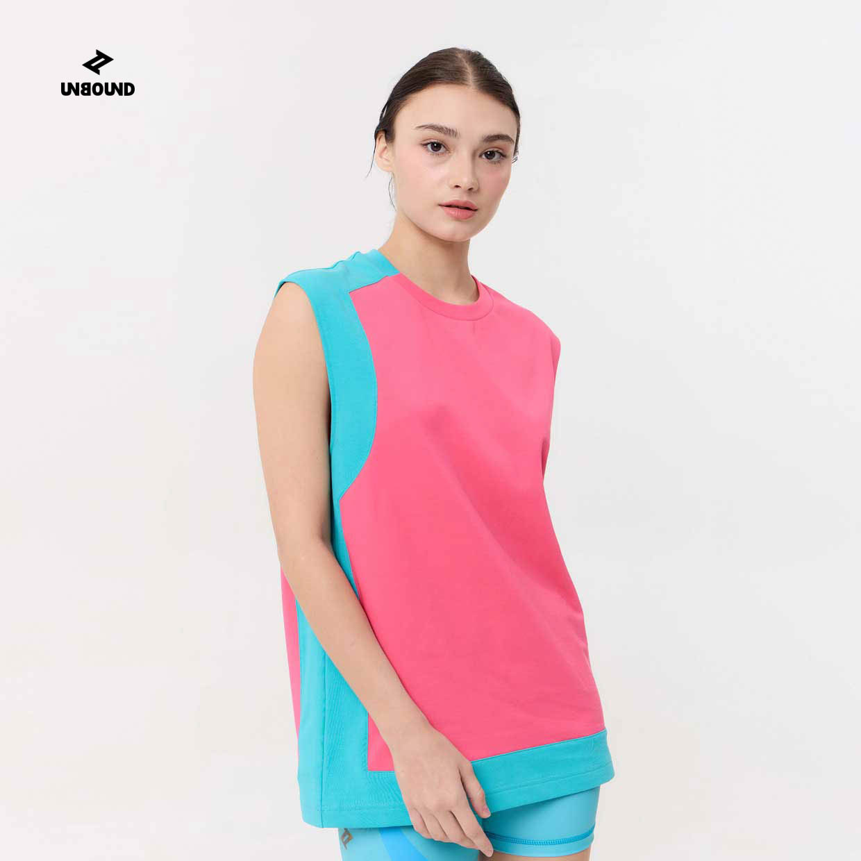 UNBOUND Dark matter tank top เสื้อแขนกุดสีชมพูแต่งขอบฟ้า ราคา 801 บาท*ส่งฟรี