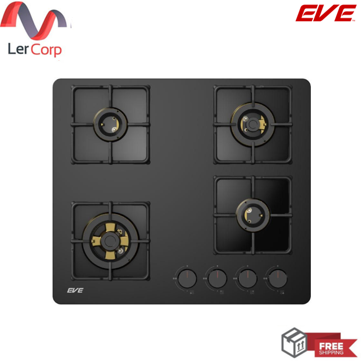 (Eve) เตาแก๊ส 4 หัว แบบฝัง ฐานกระจกนิรภัย HB60-4BBTA/BG ราคา 10,990 บาท*ส่งฟรี