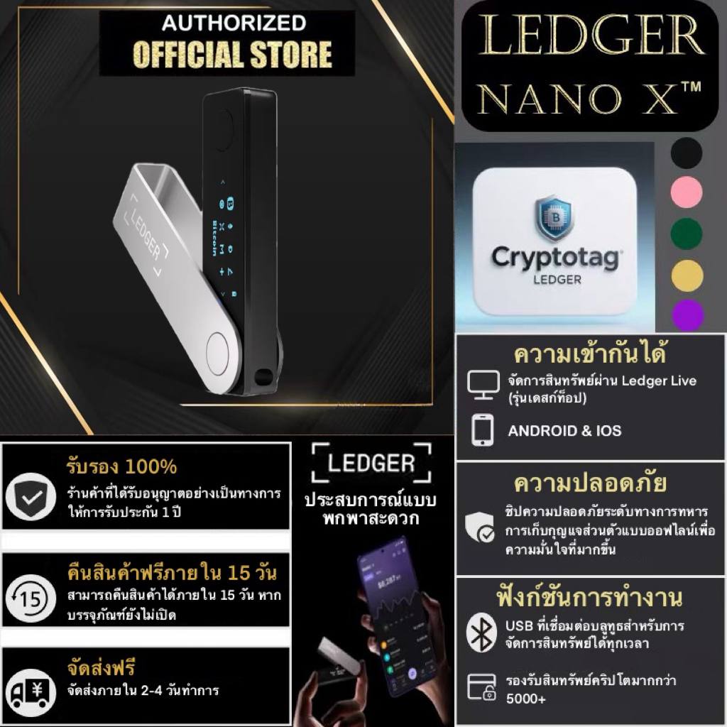 🚀 Ledger Nano X Hardware Wallet 🔒 Bluetooth Cold Wallet | 100% Original | Supports Bitcoin / Ethereum / USDT | 💎 Thailand Local Stock | ✅ Authorized Reseller ราคา 3,120 บาท*ส่งฟรี