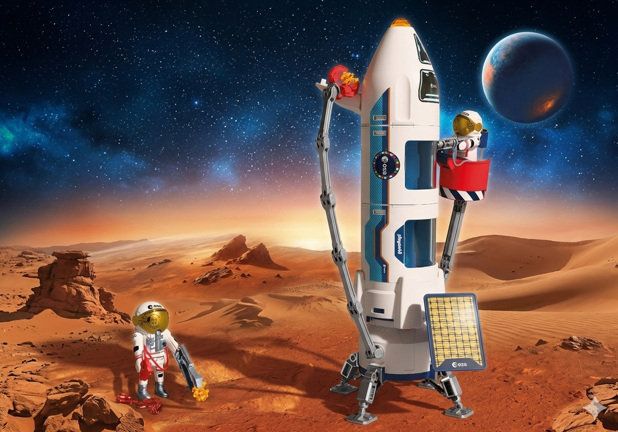 Playmobil 72011 Esa: Mars Research Rocket Esa Mars Research Rocket (with Lights and Sounds) with Launch Base ราคา 3,250 บาท*ส่งฟรี