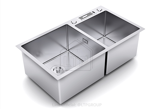 Kitchen Sink, Ltp Brand, Model Cubism Dn8045, Stainless Steel Sink with 2 Holes, Sink, Stainless Steel Sink with 2 Holes, Price ราคา 9,500 บาท*ส่งฟรี