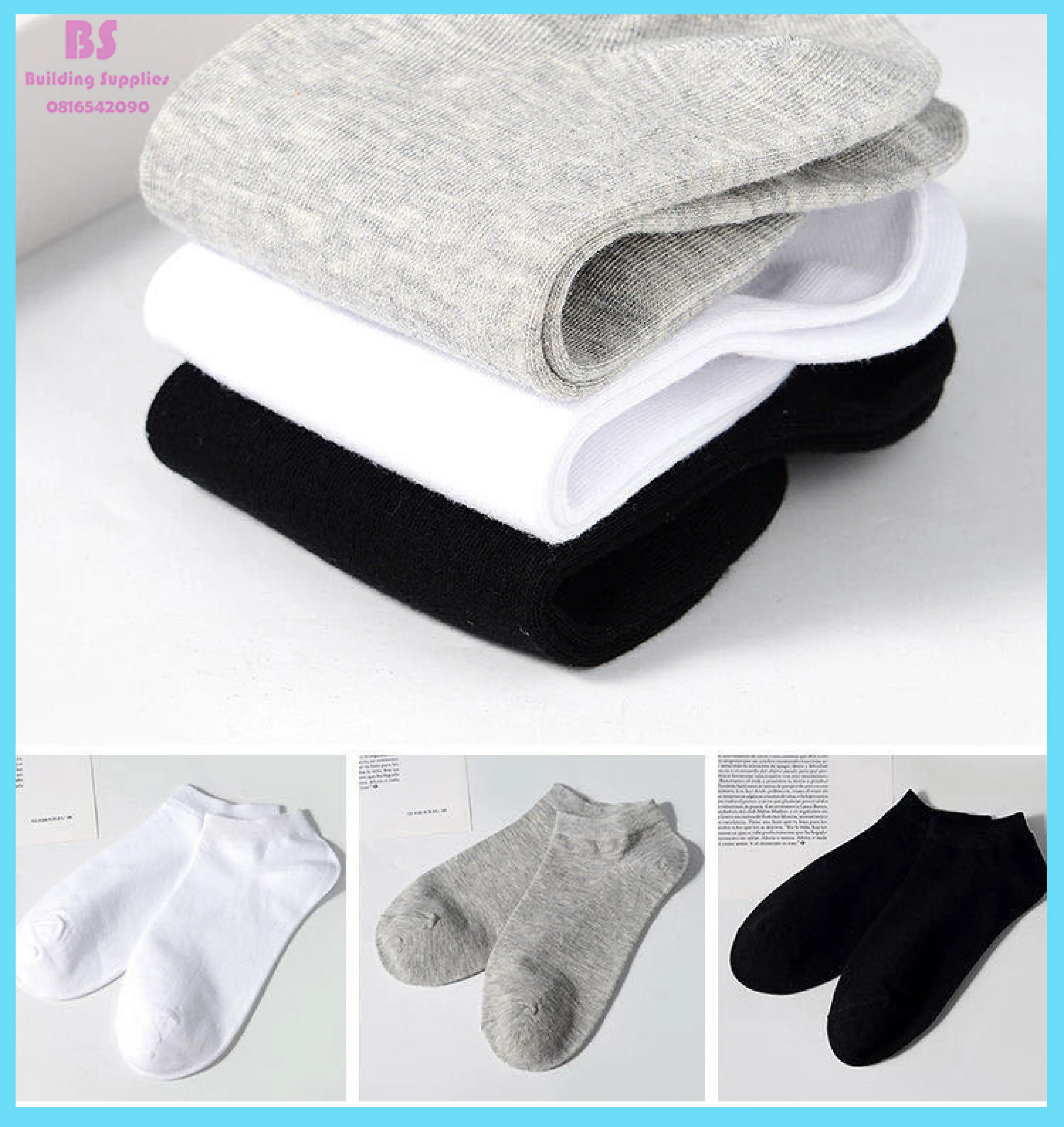 Short Socks Plain Colored Socks, Polite Colors, Soft Fabric, Comfortable to Wear, Short Ankles, Suitable for Both Women and Men. Affordable Price 1 Pair/10 Pairs Ready to Ship
